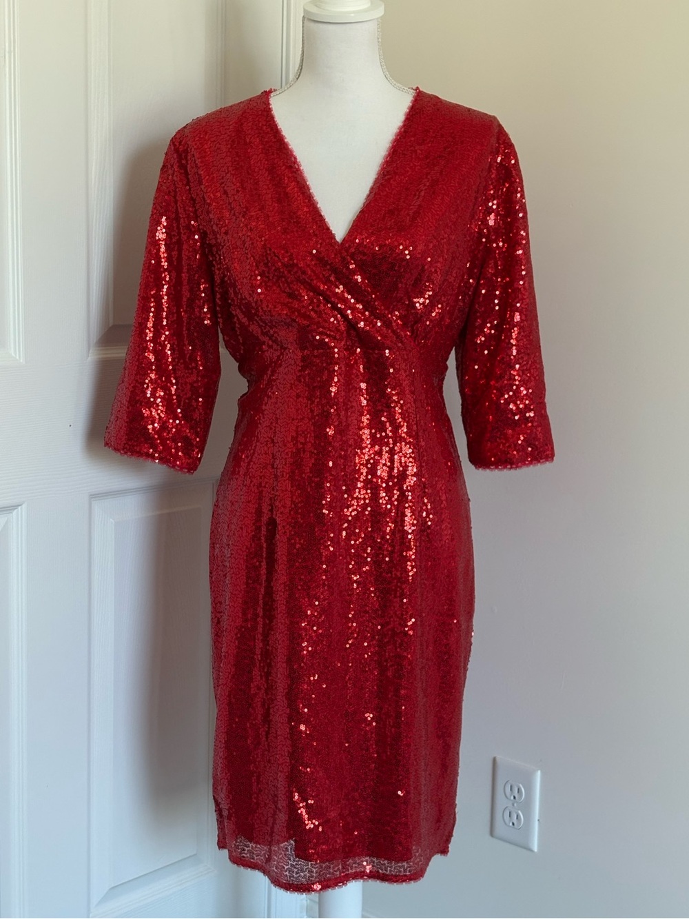 Glamorous Red Sequin Midi Dress